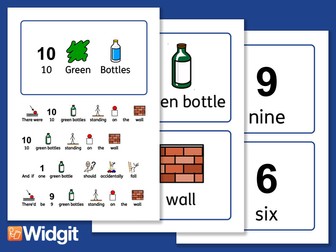 10 Green Bottles - Nursery Rhyme Board with Widgit Symbols