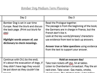 The Bomber Dog WW2 English Medium Term Planning 24 lessons