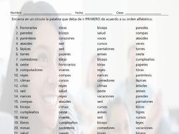 singular versus plural nouns alphabetical order ii spanish worksheet