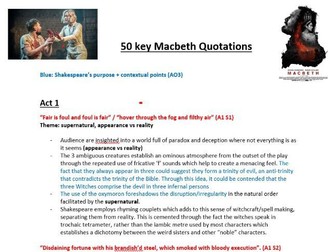 GCSE Grade 9 Macbeth quote book