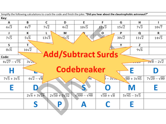 Adding and Subtracting Surds Codebreaker