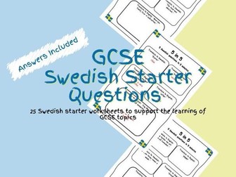 GCSE Swedish Starter Questions Worksheets PDF