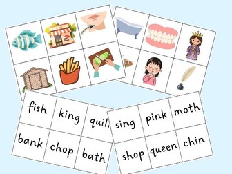 Digraph Bingo (sh, ch, th, ng, nk, qu)