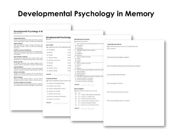 Developmental Psychology in Memory