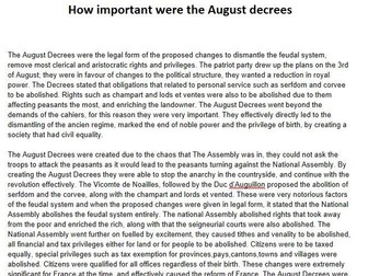 How important were the August decrees essay