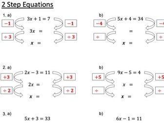 Solving 2 Step Equations - Template