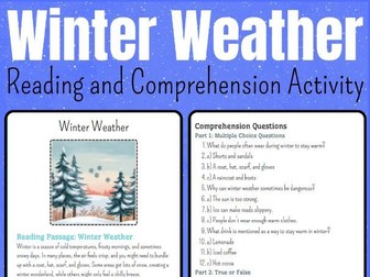 Winter Weather : Reading and Comprehension Worksheet