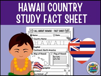 Hawaii Map and Flag Country Study Research Project Worksheet Geography Activity
