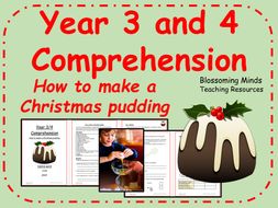 Christmas pudding recipe comprehension - Year 3 and 4