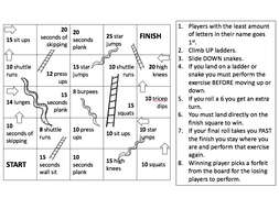 Snakes and Ladders Fitness Lesson