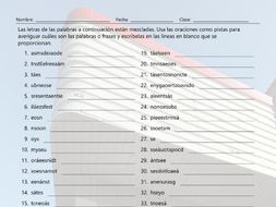 Present Simple with Verbs Ser and Estar Jumbled Words Spanish Worksheet