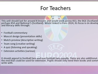 Euro 2024 Unit with football commentary, mascot design and other activities.