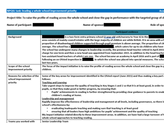 NPQSL successful submission 2016 Whole school reading Primary.