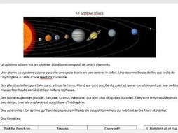 Le Systeme Solaire Extension Worksheet