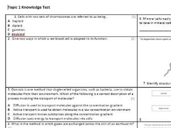 Edexcel CB7 Biology Knowledge Assessment