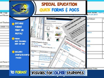 Quick Special Education Forms and Documents-10 Forms -most you can EDIT!