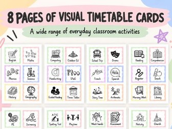 Pastel coloured visual timetable