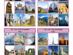 Vacations and Sightseeing Spots Tic-Tac-Toe or Bingo