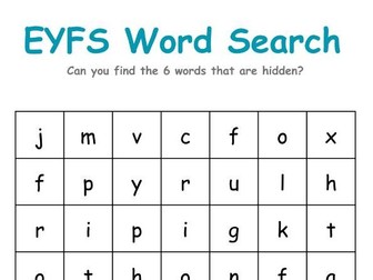 EYFS Friendly Word Search