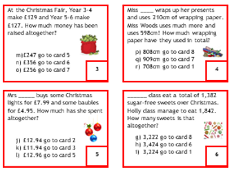 Christmas Addition Link Card Activity Year 3 and 4