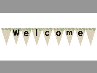 Canvas Burlap Style Natural Themed Welcome Display Bunting