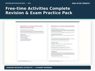 AQA GCSE French 8652 - Free-time Activities Complete Revision & Exam Practice Pack