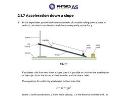 acceleration down a slope experiment