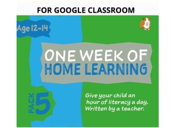 Digital Distance Learning Resource For Google Classroom: Pack 5 (12-14 years)