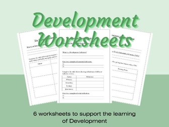 Geography Development Worksheets