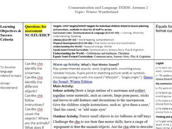 Communication and Language EYFS Winter Wonderland planning