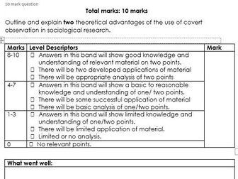 AQA A Level Sociology METHODS ASSESSMENTS