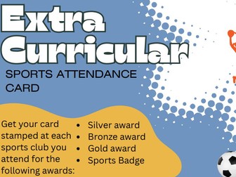 Extracurricular sports attendance card