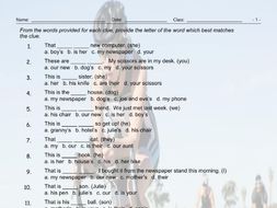 Possessive Adjectives Possessive Case Multiple Choice Worksheet Teaching Resources