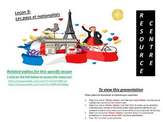 Lecon 9- Les pays et nationalites (countries and nationalities)