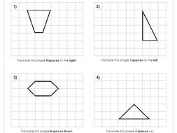 year 5 6 translating shapes on a grid 4 differentiated worksheets