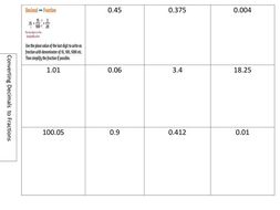 Decimal to Fractions Worksheet + Answers | Teaching Resources