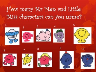 Lesson starter - Mr and Little miss
