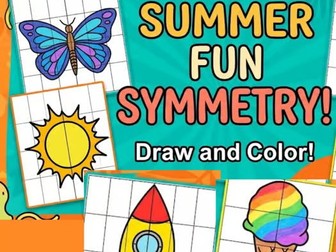 Summer Symmetry Drawing Activity Book for Kids | Grid Symmetry Worksheets PDF