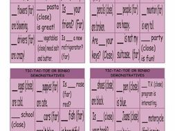 Demonstratives Tic-Tac-Toe or Bingo Game