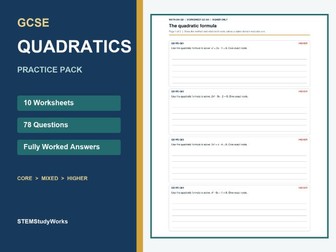 GCSE Quadratics Worksheets with Answers