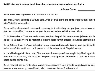 Les coutumes et traditions des musulmans (Muslim customs and traditions)