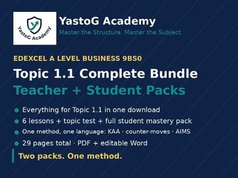 Title: Edexcel A Level Business 9BS0 | Topic 1.1 Complete Teacher + Student Bundle