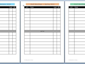 Staff meetings planner for the whole year