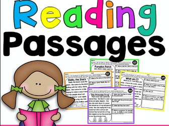 Phonics reading comprehension passages with phonics worksheets and digital worksheets.