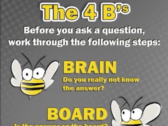 The 4 B's, Poster showing the 4B's of the Class room, Brains, Board, Book and Buddy