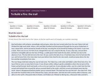 Language Paper 1 walking talking mock: To Build a Fire, the trail