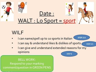 Italian Sport Lesson with resource pack, suitable for beginners or revision