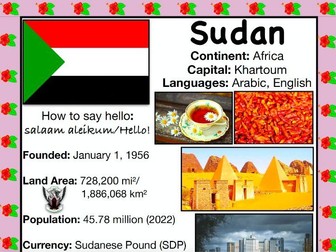 SUDAN History & Geography, Travel The World Worksheet