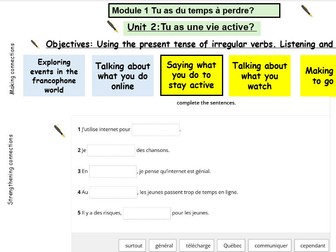 New French AQA Higher GCSE Module 1 Unit 2 Tu as une vie active