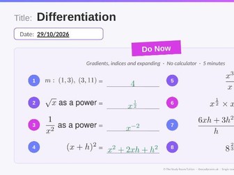 OCR A-level Maths: Differentiation (Pure Year 1) – Complete Lesson Pack